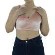 Image for Women's Velvet Crop Top,Light Pink