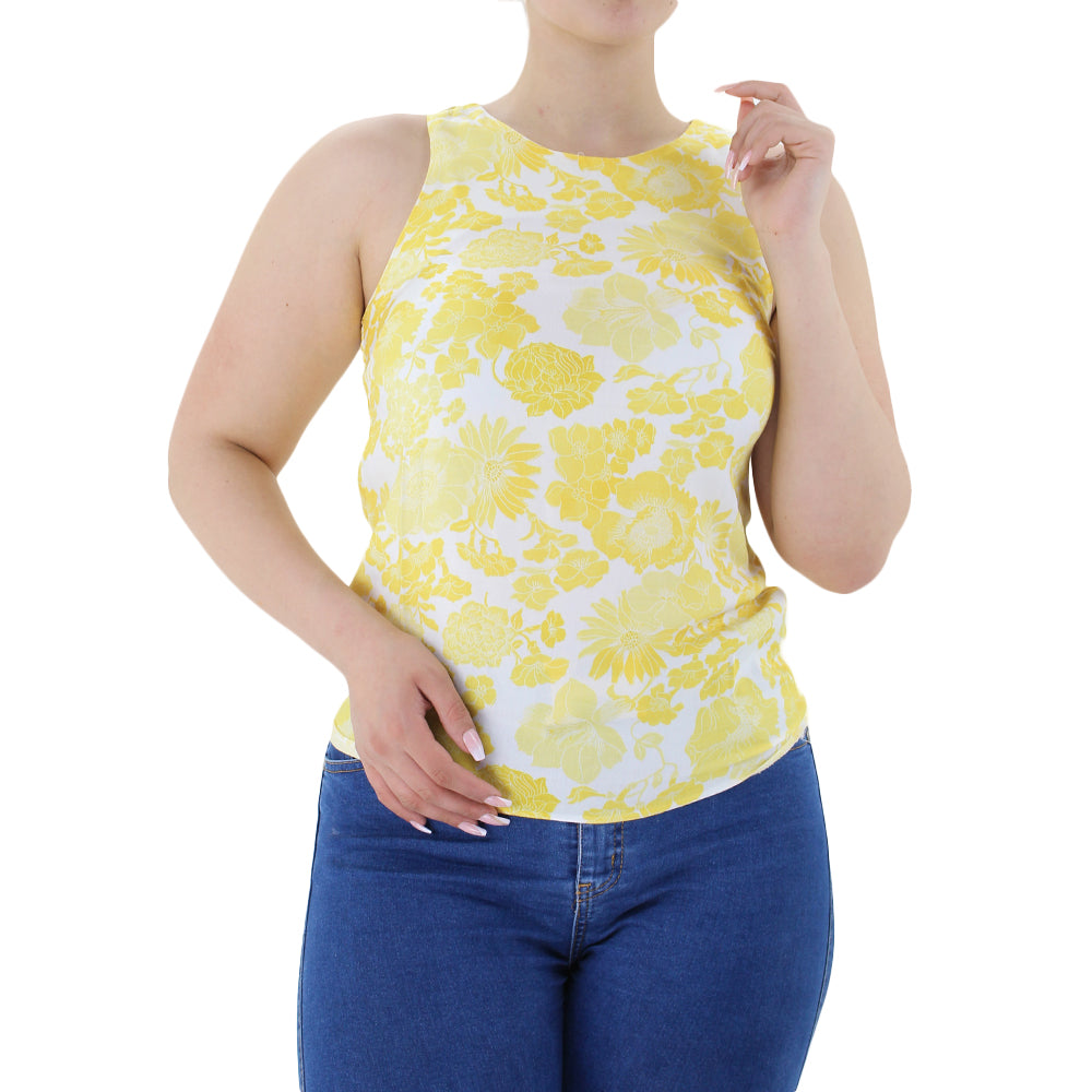 Image for Women's Floral Printed Top,Yellow 