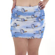 Image for Women's Birds Printed Mesh Skirt,Blue