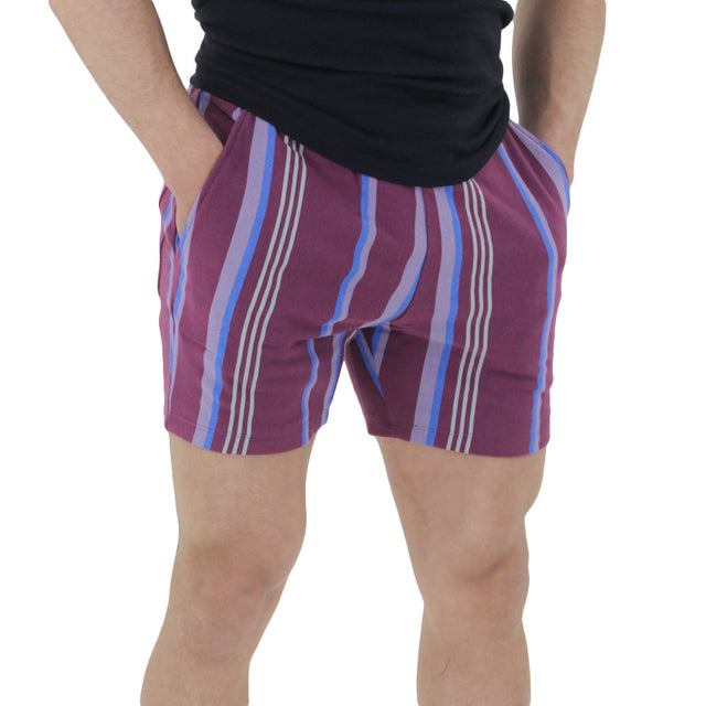 Image for Men's Striped Short With Pocket Back,Burgundy