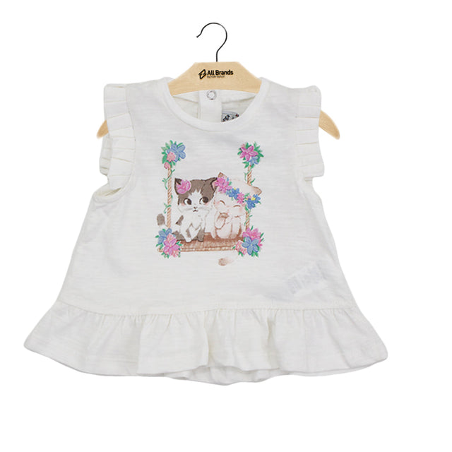 Image for Kid's Girl Cat Print Dress,White