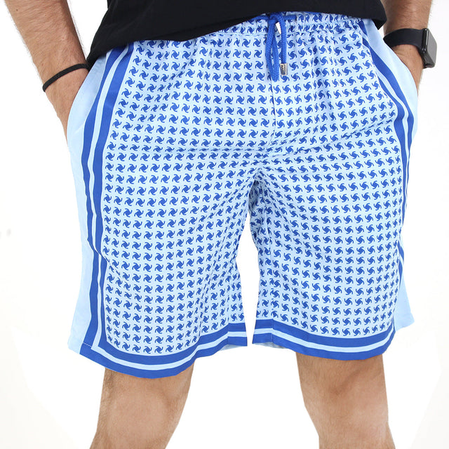Image for Men's Elastic Waist Printed Short,Blue