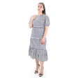 Image for Women's Plaid Open Back Ruffle Dress,Black/White
