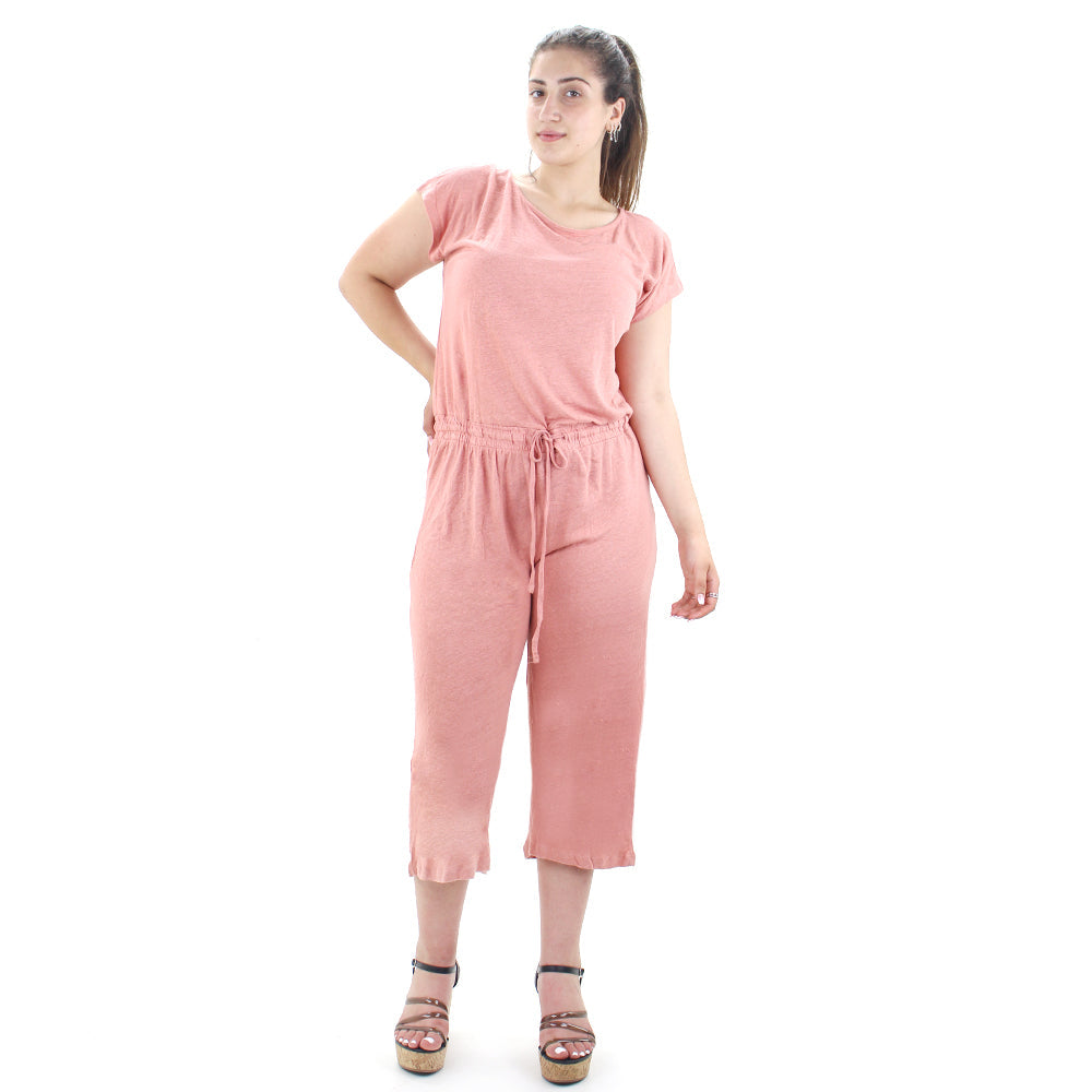 Image for Women's Elastic Waist Open Back Jumpsuit,Pink