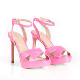 Image for Women's Open Toe Strappy Heeled Sandal,Pink