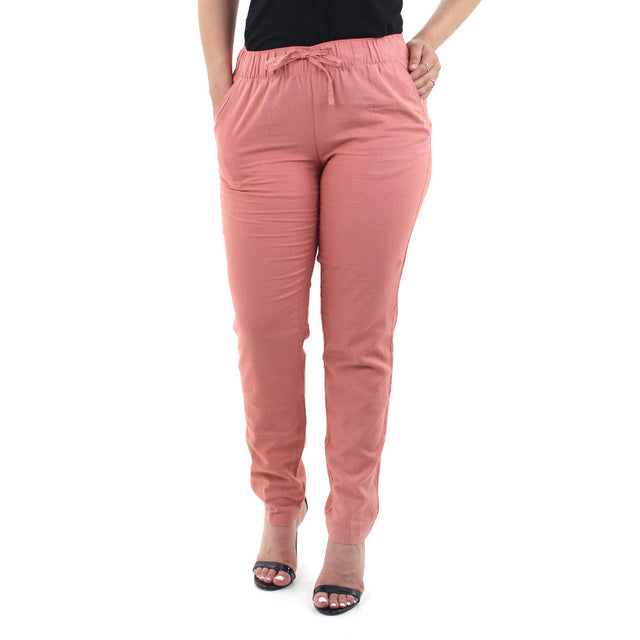 Image for Women's Elastic Waist Casual Linen Pant,Pink