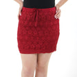Image for Women's Elastic Waist Embroidered Skirt,Burgundy