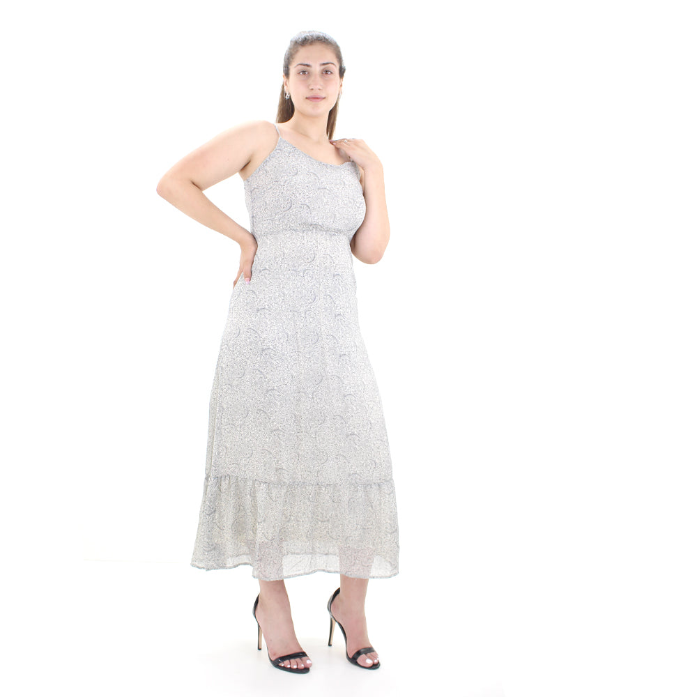 Image for Women's Printed Long Dress,White