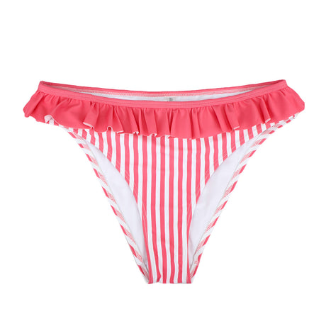 Image for Women's Ruffle Hem Striped Bikini Bottom,Pink