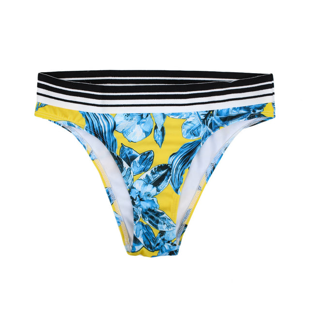 Image for Women's Floral Bikini Bottom With Striped Waist,Multi
