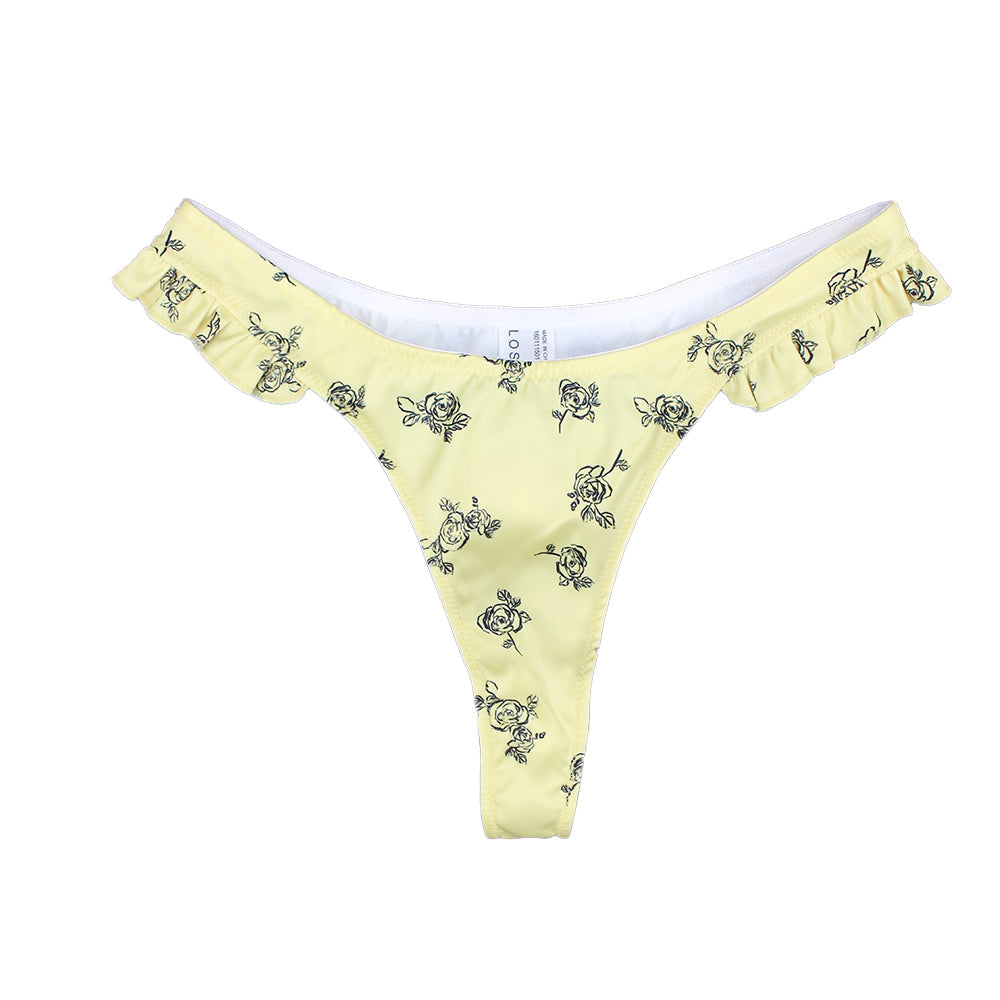 Image for Women's Floral V-Style Bikini Bottom,Yellow