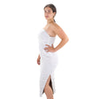 Image for Women's Ruched Chiffon Dress With Slit,White