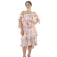 Image for Women's Floral Chiffon Ruffle Dresss,Light Peach