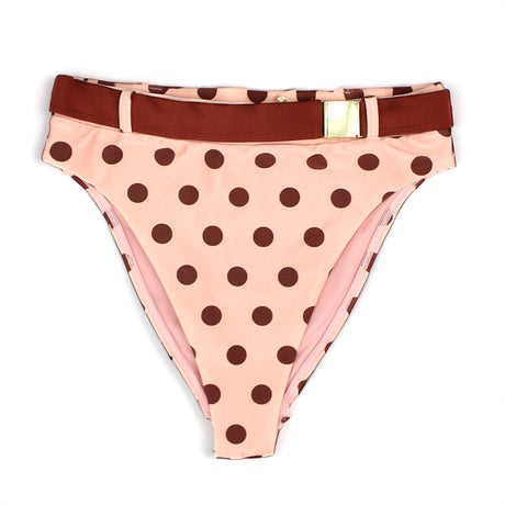 Image for Women's Belted Polka Dots High Waist Bikini Bottom,Pink