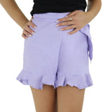 Image for Women's Belted Ruffle Hem Short,Purple