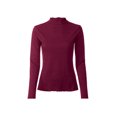 Image for Women's Ribbed Turtle Neck Top,Burgundy
