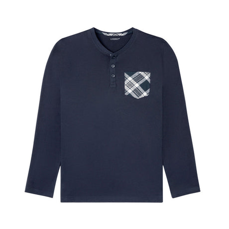 Image for Men's Pocket Side Long Sleeve Sleepwear Top,Navy
