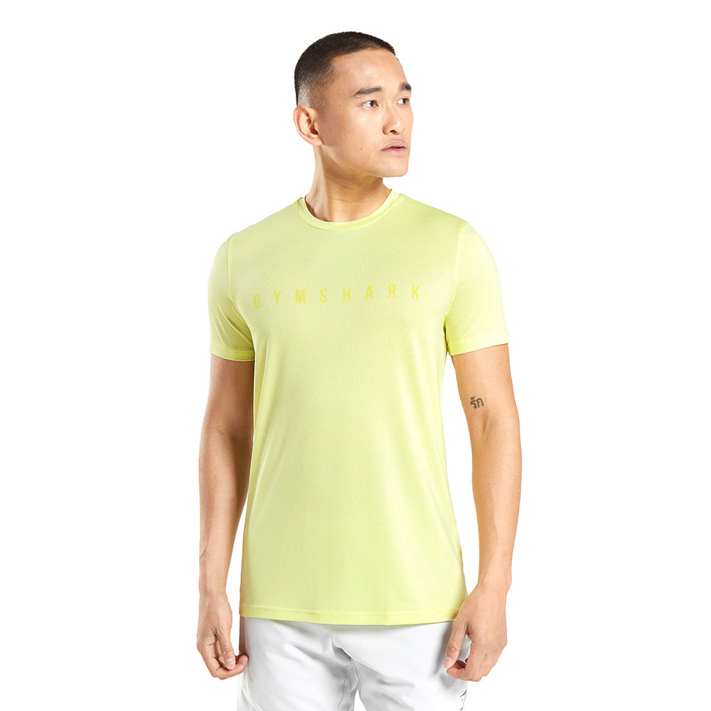 Image for Men's Striped Short Sleeve Sport Top,Neon Yellow