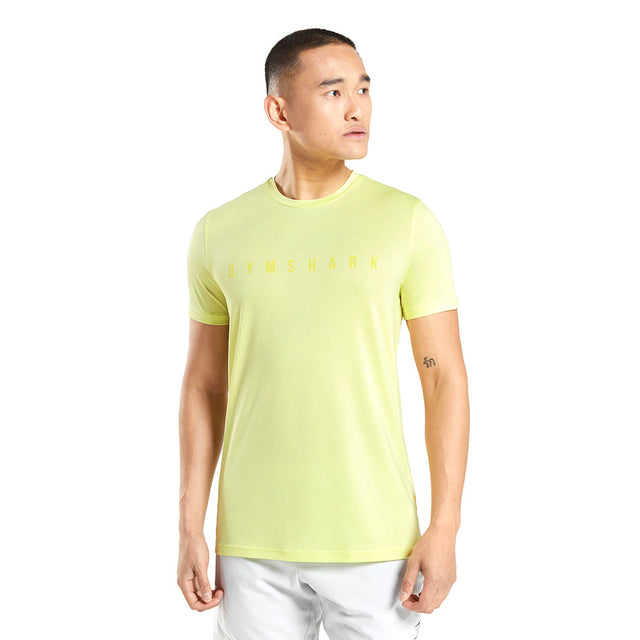 Image for Men's Striped Short Sleeve Sport Top,Neon Yellow