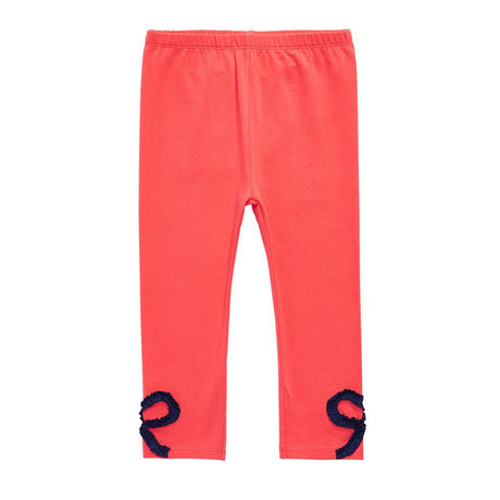 Image for Kids Girl Bow Trim Leggings,Orange Coral