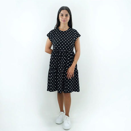Image for Women's Open Back Polka Dots Dress,Black