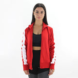 Image for Women's Zip Striped-Sleeve Track Jacket,Red