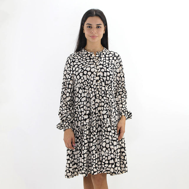 Image for Women's All Over Printed Dress,Black/Beige