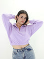 Image for Women's Plain Solid Half Zip Crop Sweaters,Light Purple