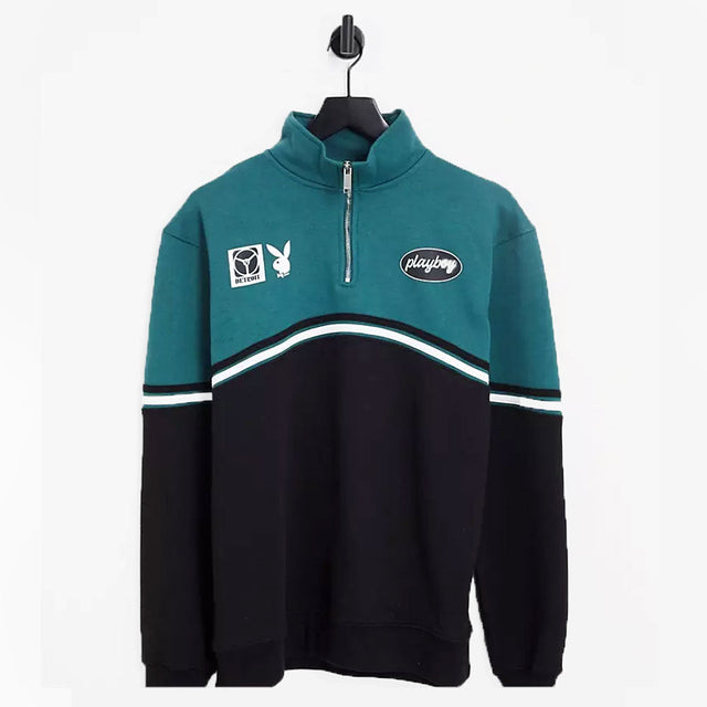 Image for Men's Half Zipper Color Block Sweaters,Black