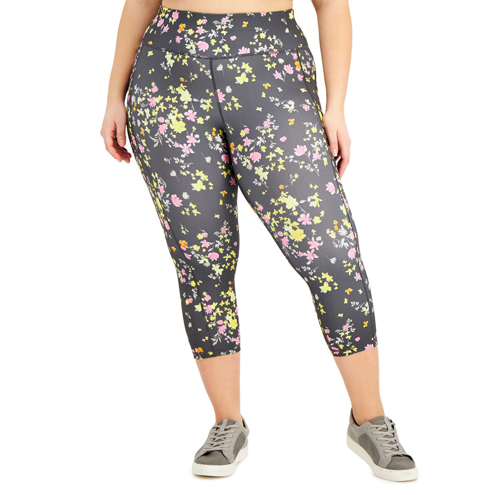 Image for Women's Floral Cropped legging,Dark Grey