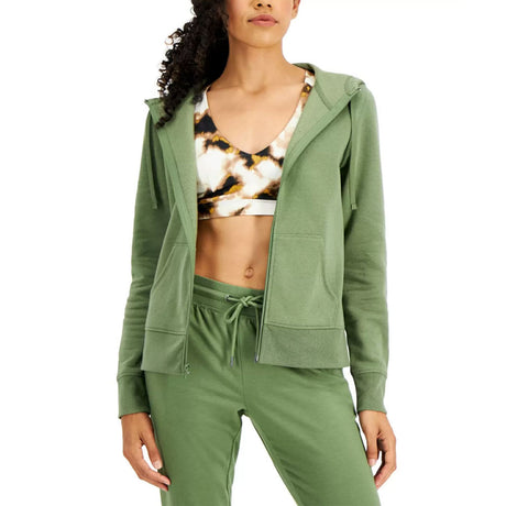 Image for Women's Zip-Front Fleece Hoodie,Olive