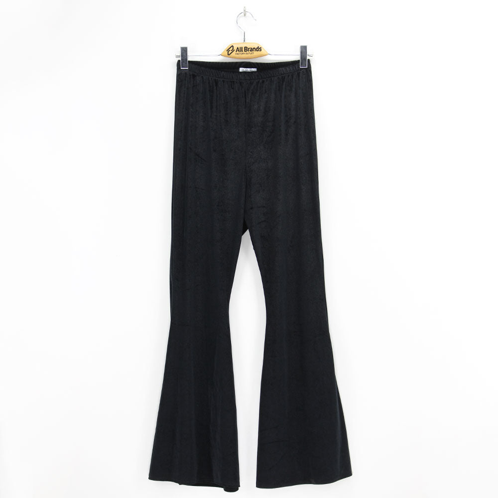 Women's Plain Solid Wide Legs Casual Pant,Black