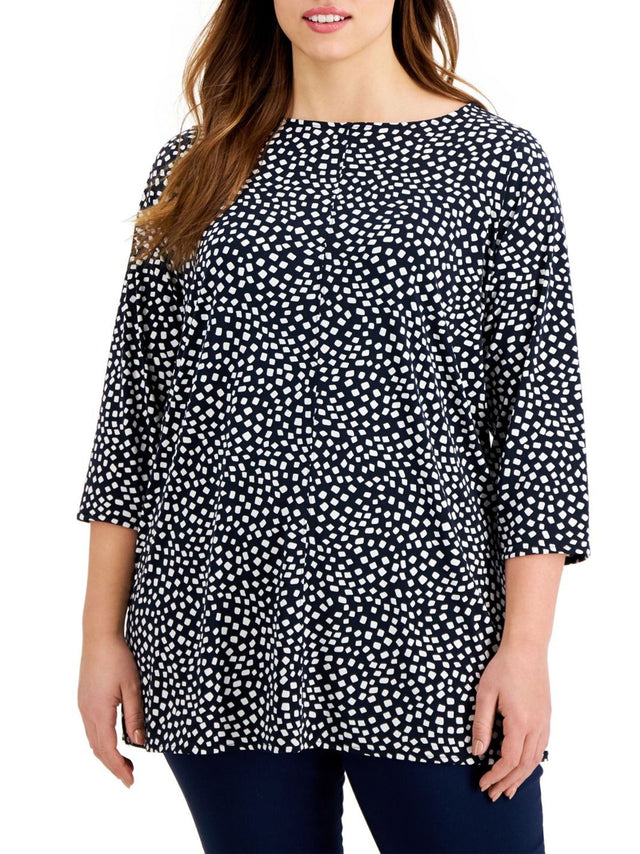 Image for Women's Squarre Dotted Top,Navy 