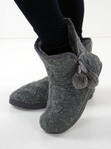 Image for Women's Faux Fur Inside Shiny Slippers,Grey
