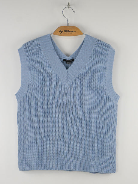 Image for Women's V-Neck Ribbed Sweaters Vest,Blue