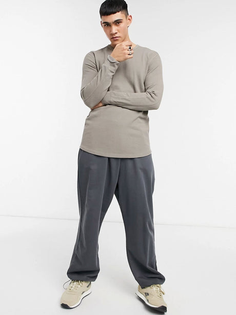 Image for Men's Ribbed Plain Solid Sweaters,Grey