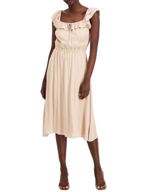 Image for Women's Plain solid With Line Gold Dress,Beige