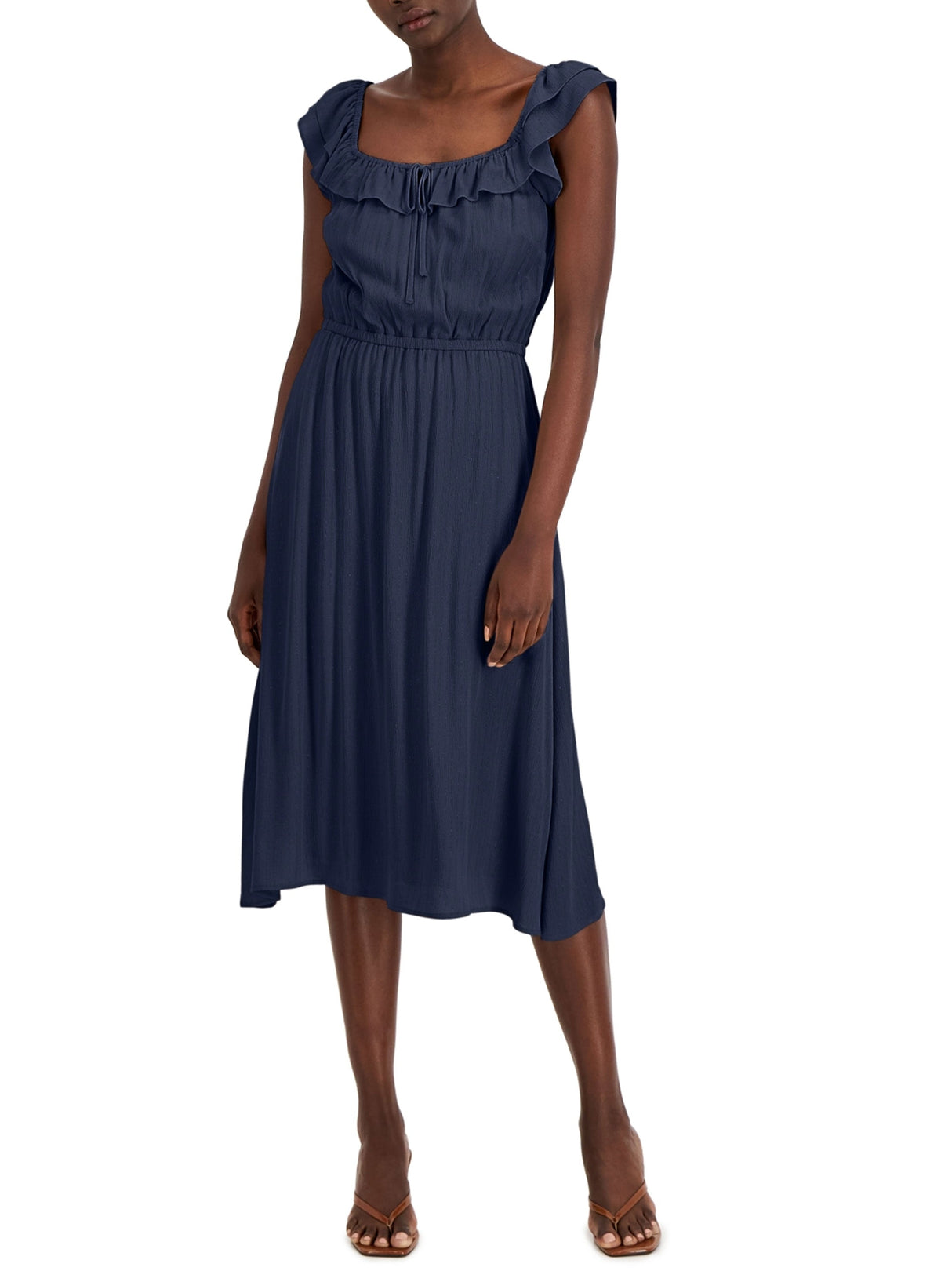 Image for Women's Plain solid With Line Gold Dress, Navy