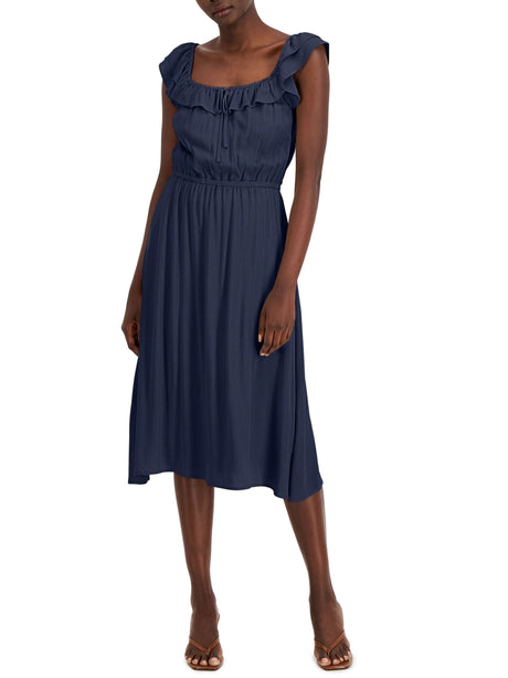 Image for Women's Plain solid With Line Gold Dress, Navy