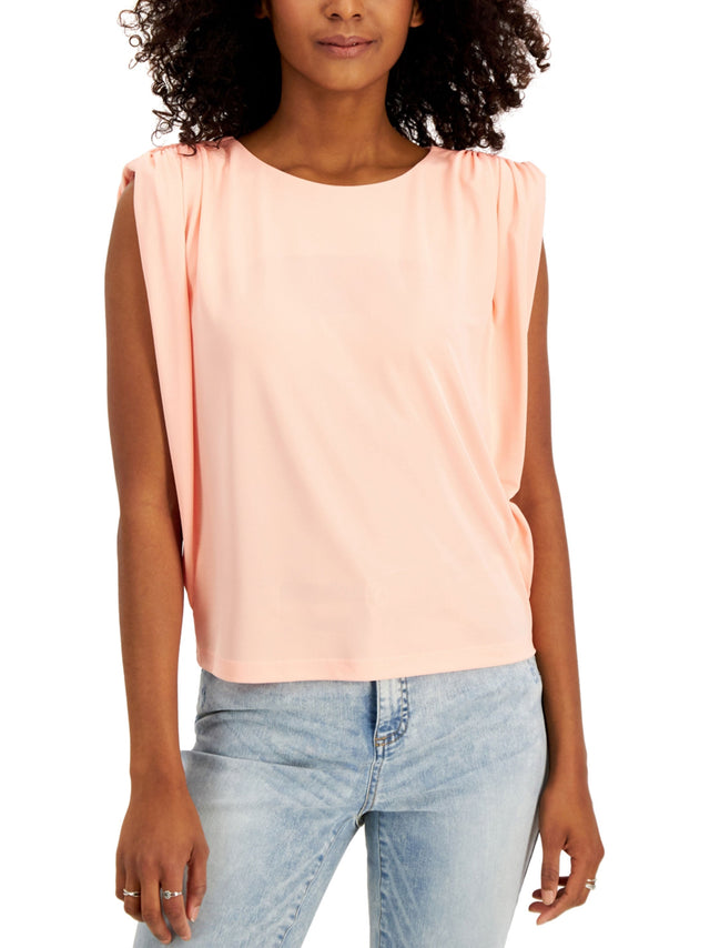 Image for Women's Plain Solid Sleeveless Top,Coral