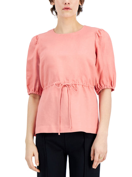 Image for Women's WaistBand Tie Casual Top,Pink