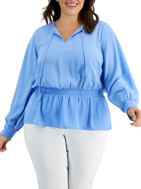 Image for Women's Crew Neckline Plain Solid Top,Blue