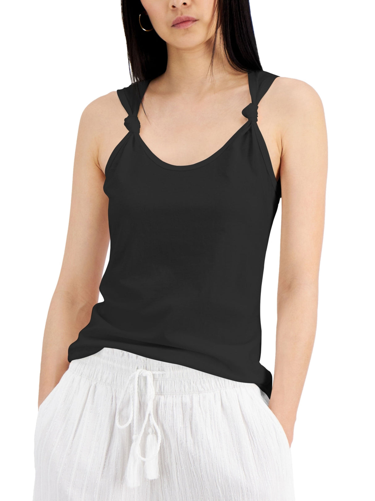 Image for Women's Plain Solid Sleevless Top,Black