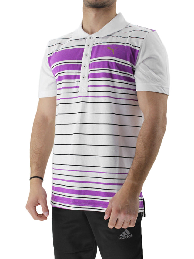 Image for Men's Striped Polo Shirt,White