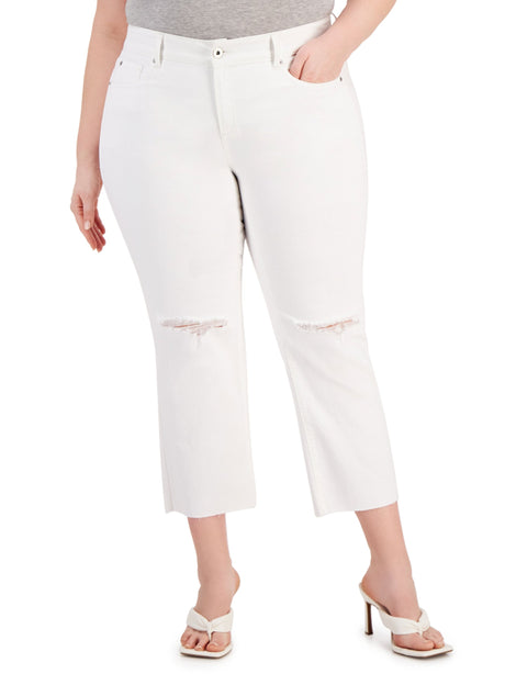 Image for Women's Ripped Denim Jeans,White