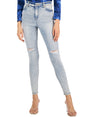 Image for Women's High Rise Slim Ripped Denim Pant,Light Blue