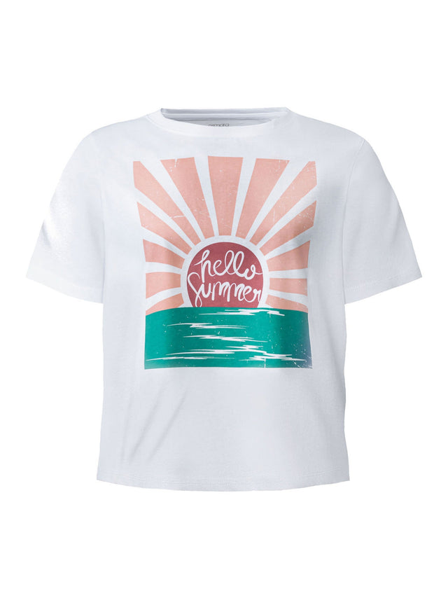 Image for Women's Graphic Print Short Sleeve Top,White