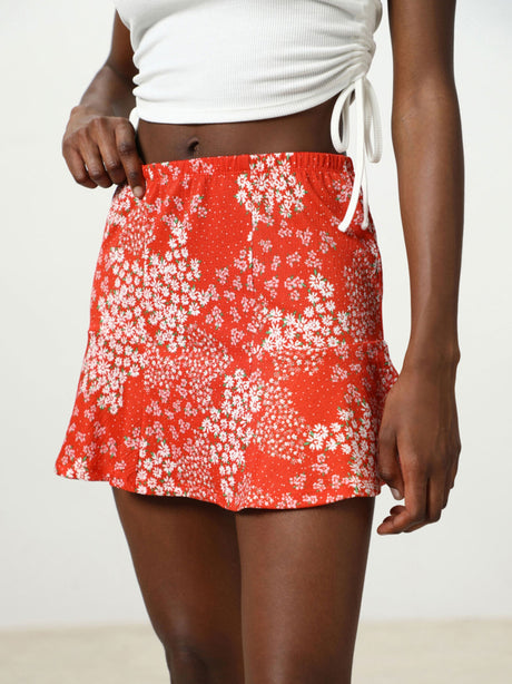 Image for Women's Floral Printed Skirt,Brick