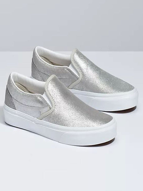 Image for Women's Metallic Printed Slip-On Shoes,Silver