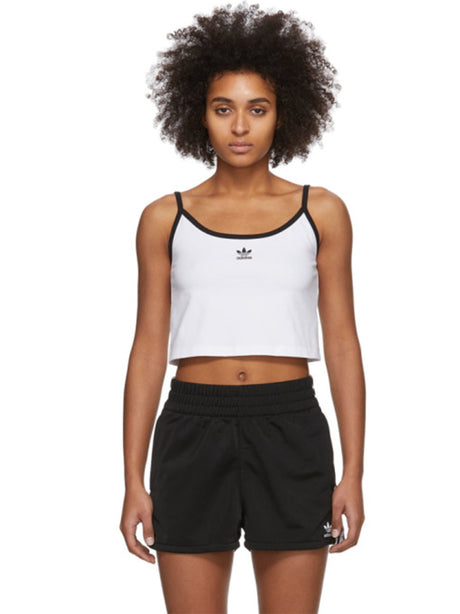 Image for Women's Brand Logo Embroidered Cropedd Tank,White